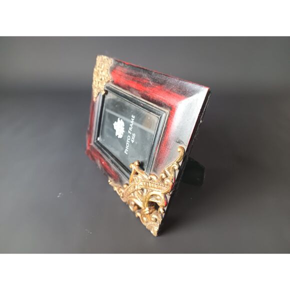 Solid Wood And Metal Ornament Picture Frame For 4x6 Photo Mahogany Finish - Picture 4 of 9